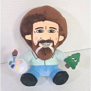 Bob Ross Phunny Kidrobot 8.5" Painting Artist Plush w/ Happy Tree Collectible